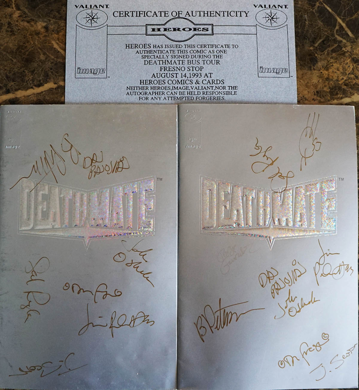 Deathmate Tour at Heroes Comics in Fresno, CA (14 Aug 1993)