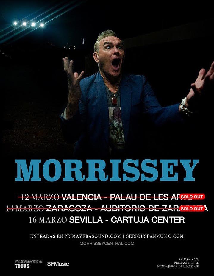 Morrissey: Tonight's scheduled show in Valencia has been rendered impossible