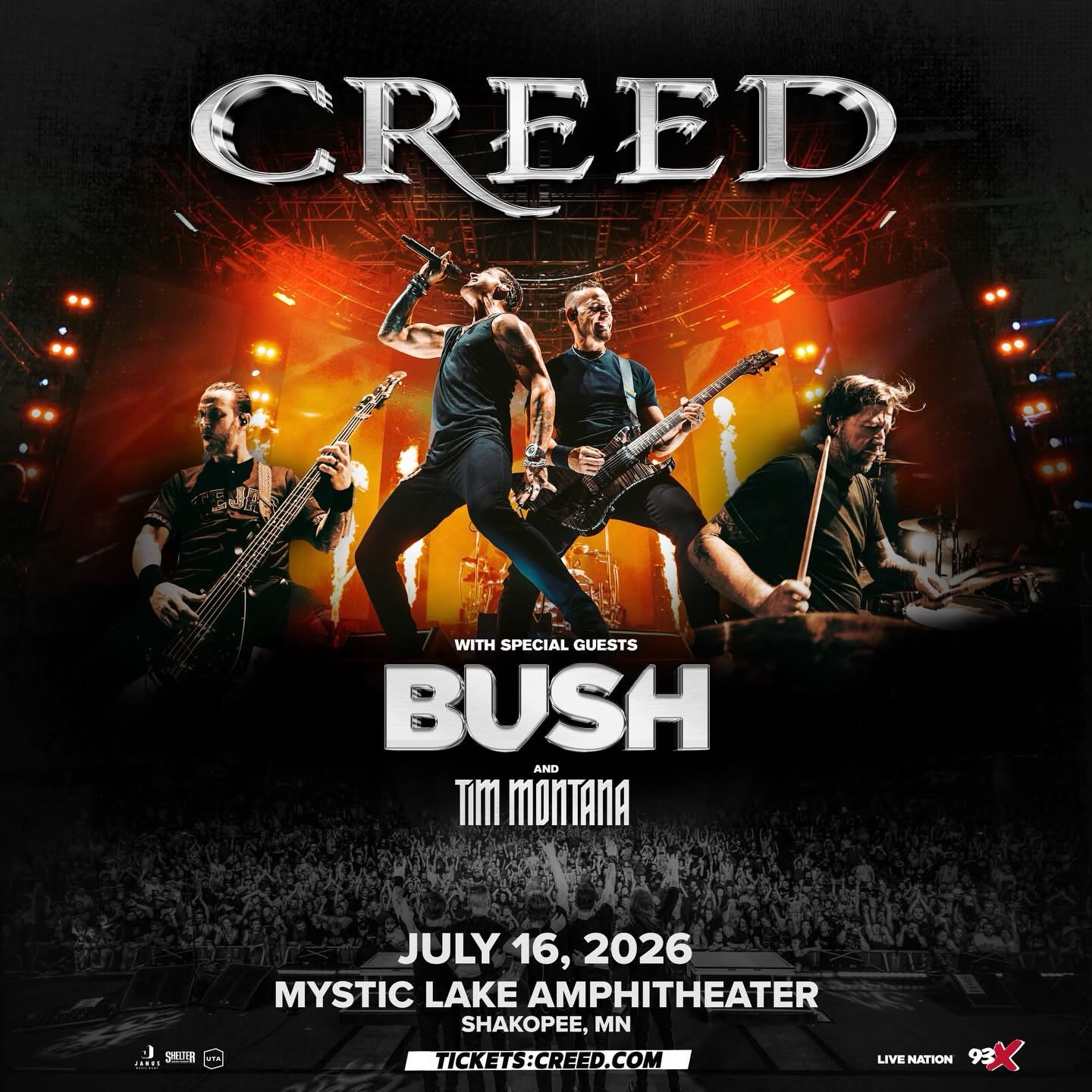 Mpls: Creed at Mystic Lake Amphitheater, Shakopee (July 16, 2026)