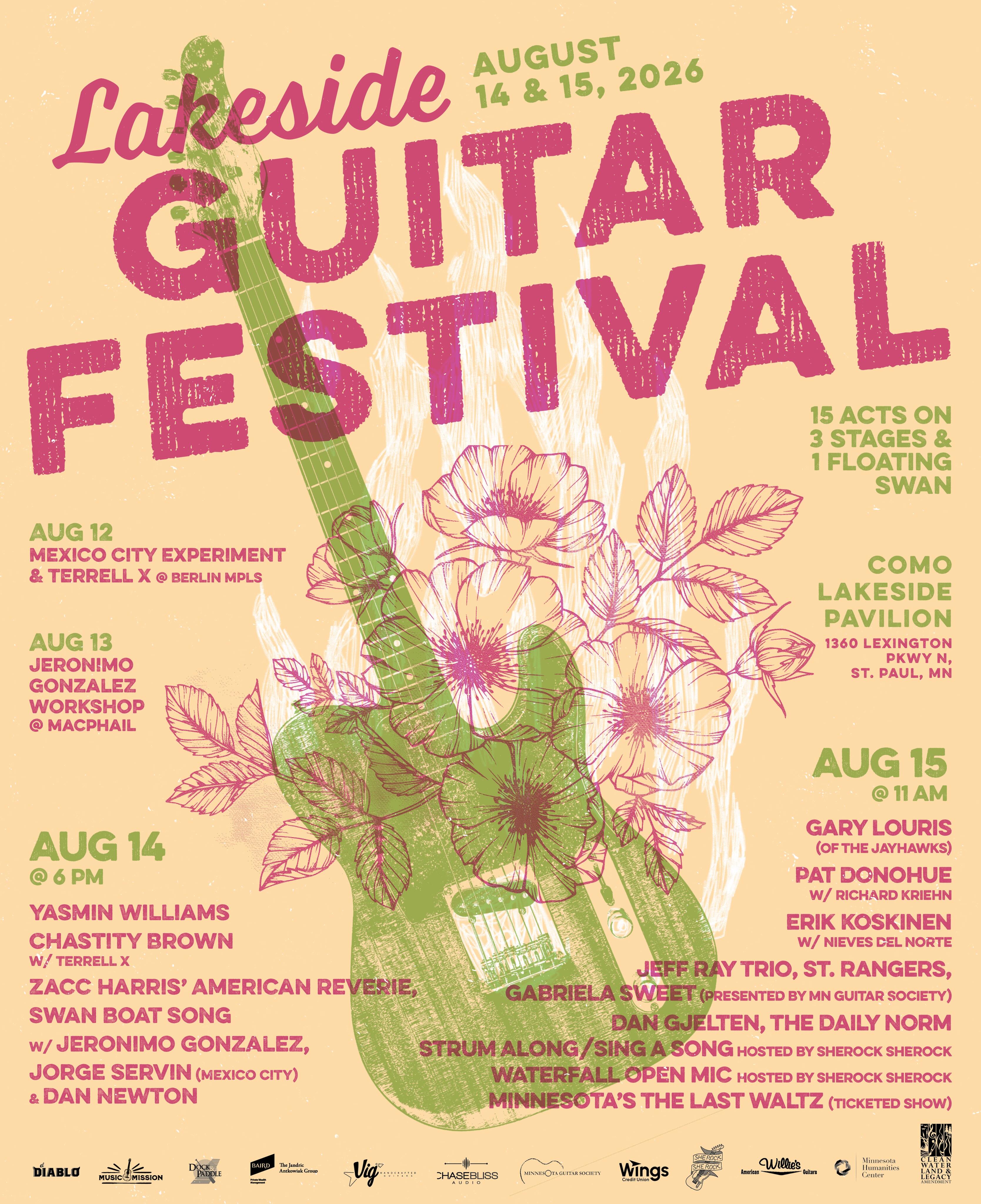Mpls: Lakeside Guitar Fest at Lake Como Pavilion (August 14-15, 2026)