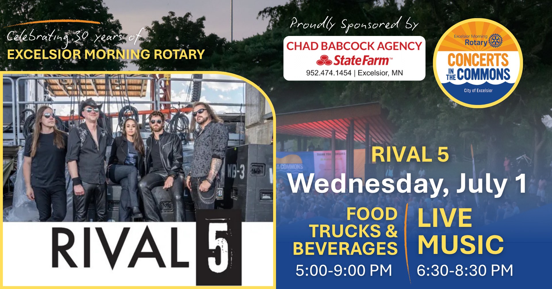 Mpls: Rival 5 at Excelsior's Concert in the Commons (July 1, 2026)